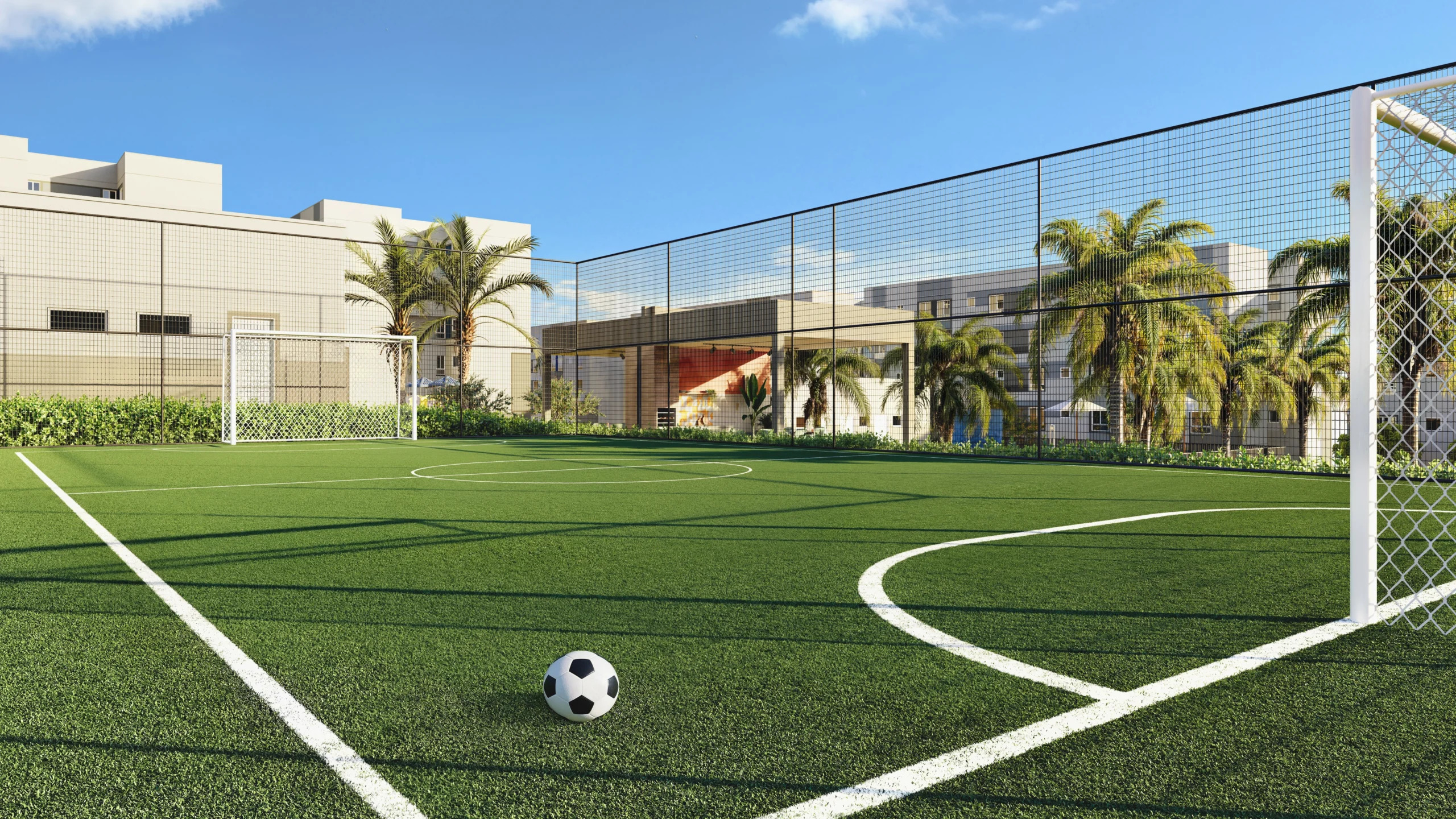 Campo de futebol gramado com alambrado, condomínio fechado Goiânia